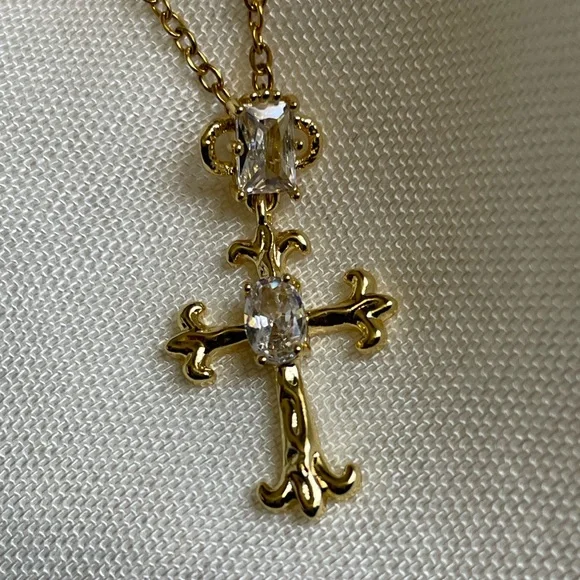 B. Collective Gold “European” Cross Pendant Necklace (Boutique) | SAMPLE SALE - Picture 2 of 3